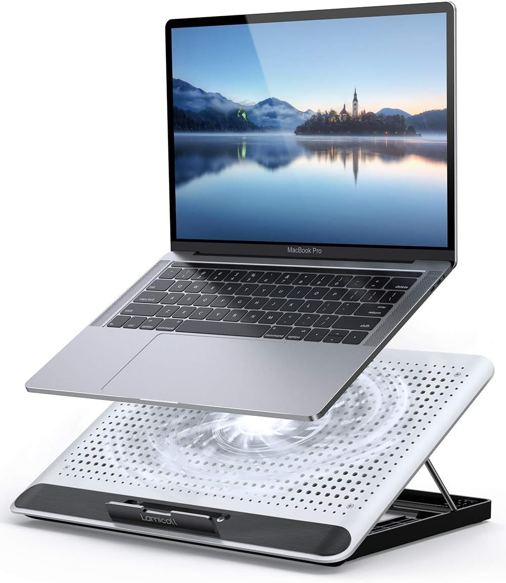 Laptop Cooler,  Laptop Cooling Pad : Portable Height Adjustable Laptop Cooling Fan Stand Holder Riser