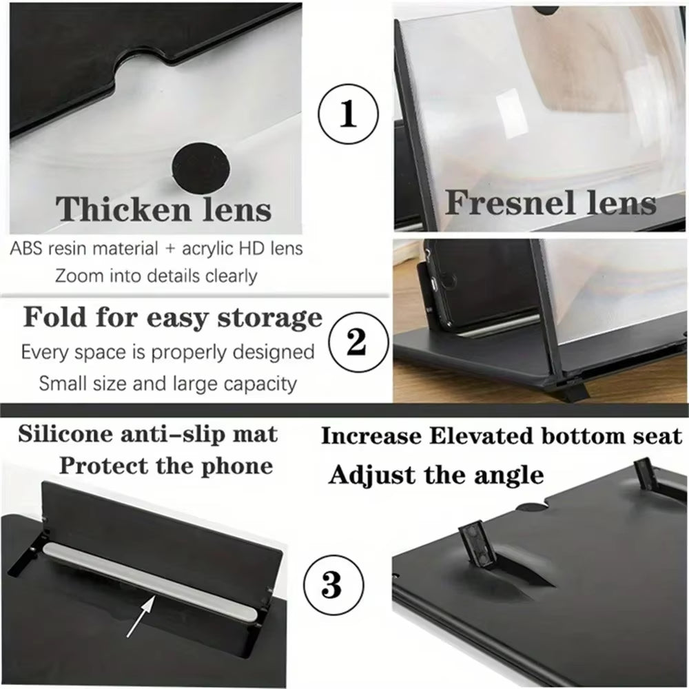 Best Sellers 12/10 Inch HD Mobile Phone Screen Magnifier with Phone Holders Screen Video Amplifier Enlarged Screen Phone Stands