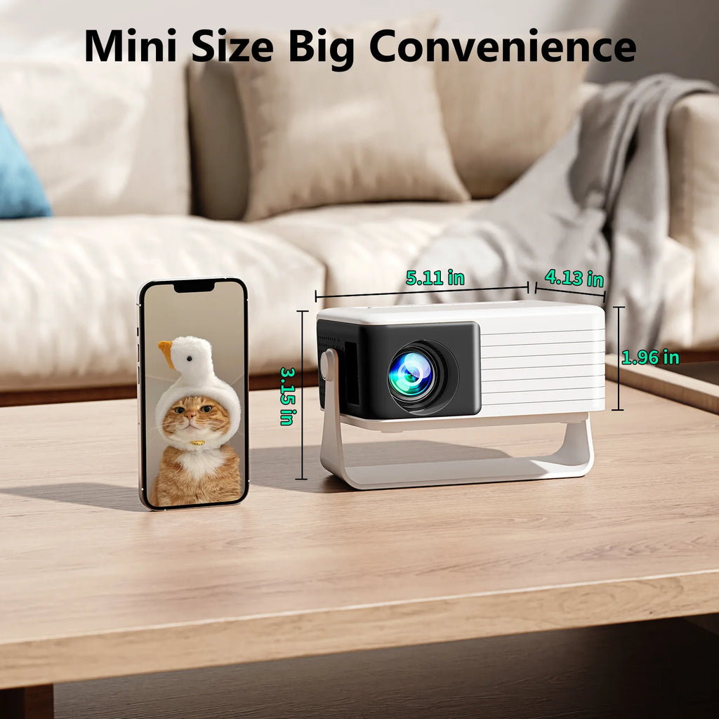 Mini Projector 720P HD Portable Projector, 4000 Lumens LED, Wifi Bluetooth 5.1, 30–120" Screen, HDMI USB AV Compatible, Home Theater Outdoor Movie Projector, Black