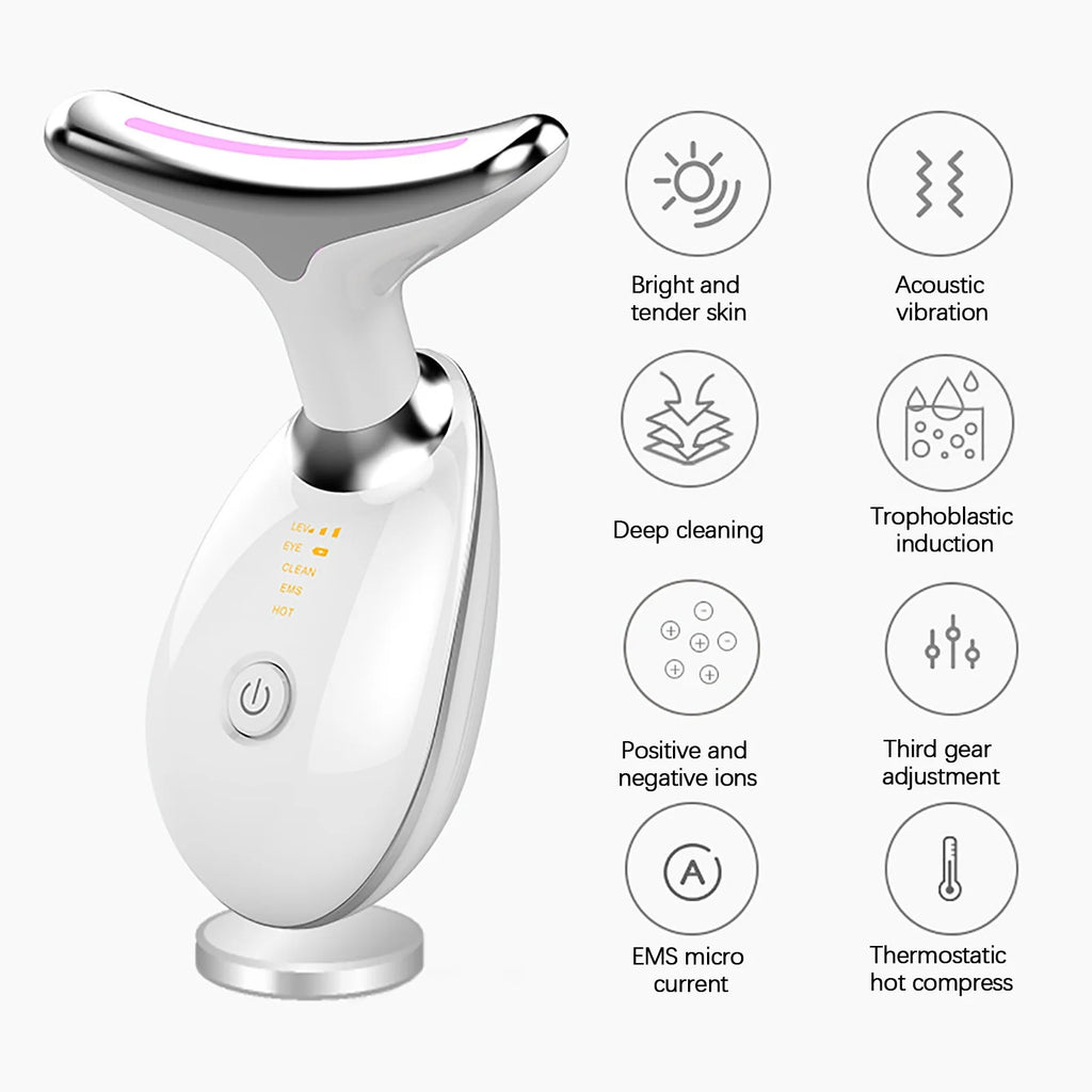 BGZLEU Neck Face Beauty Device, Skin Care Facial Massager, 3 in 1 Portable Face Massager for Skin Care, Face Sculpting Tool, Vibration, Thermal, Microcurrent