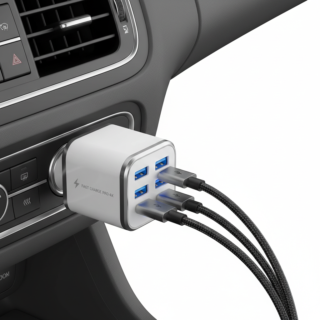 Fast Charge Car Charger with 4 USB Ports